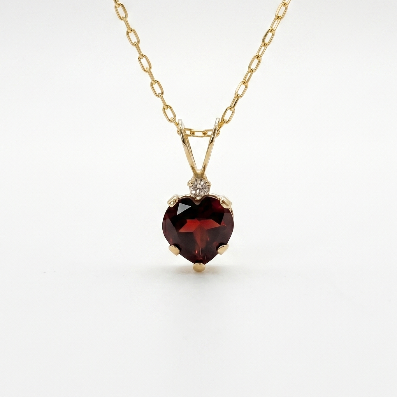 10K Yellow Gold Garnet Pendant, Natural Garnet 6x6mm Necklace, Birthstone Pendant, Gift for Her