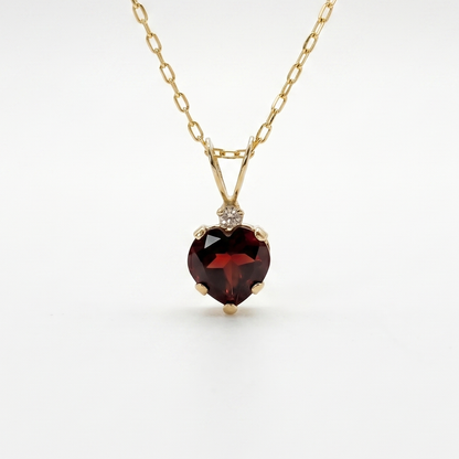 10K Yellow Gold Garnet Pendant, Natural Garnet 6x6mm Necklace, Birthstone Pendant, Gift for Her
