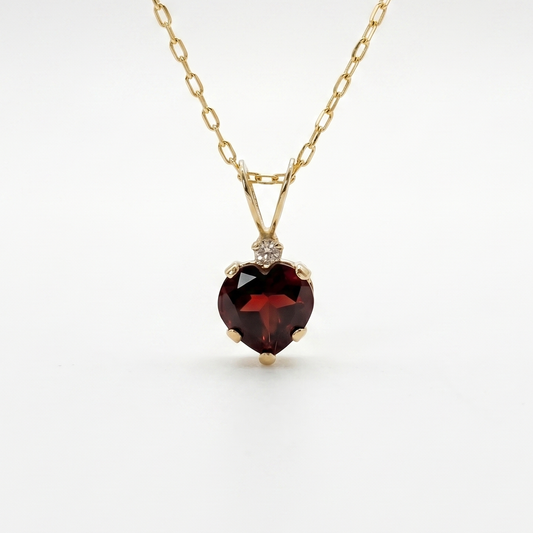 10K Yellow Gold Garnet Pendant, Natural Garnet 6x6mm Necklace, Birthstone Pendant, Gift for Her