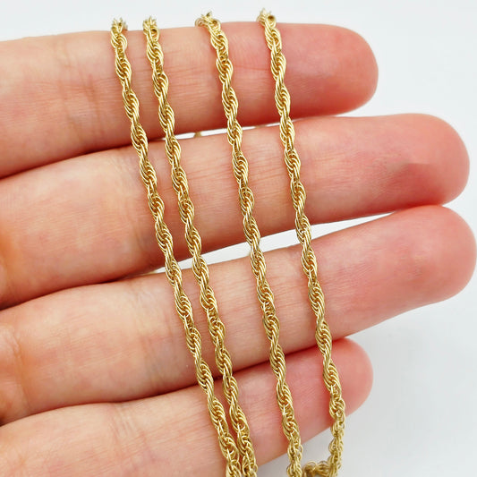 14K Yellow Gold Rope Chain Necklace, 2.2mm, 26 Inches