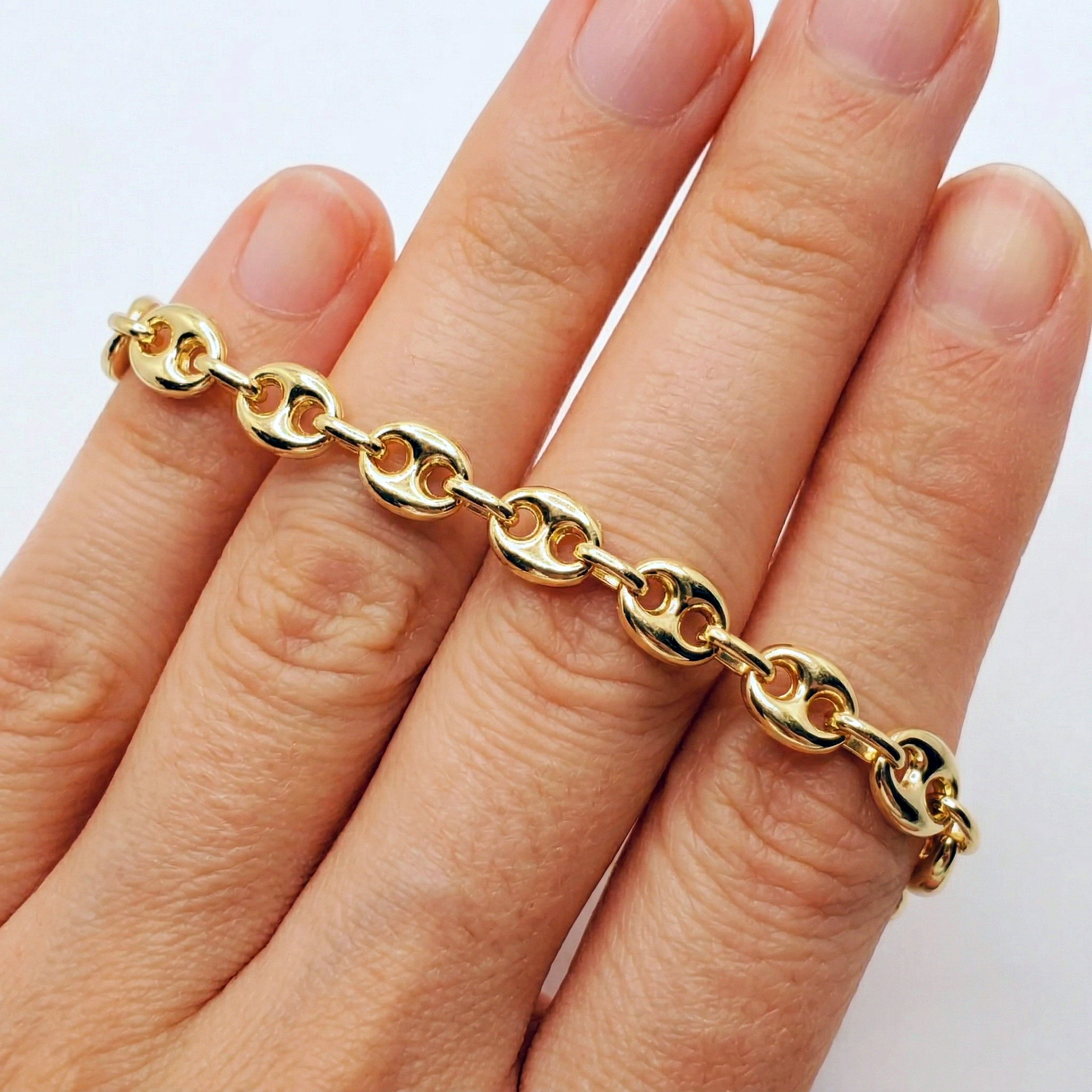 10K Yellow Gold Mariner Link Bracelet | Italian Design, 7mm