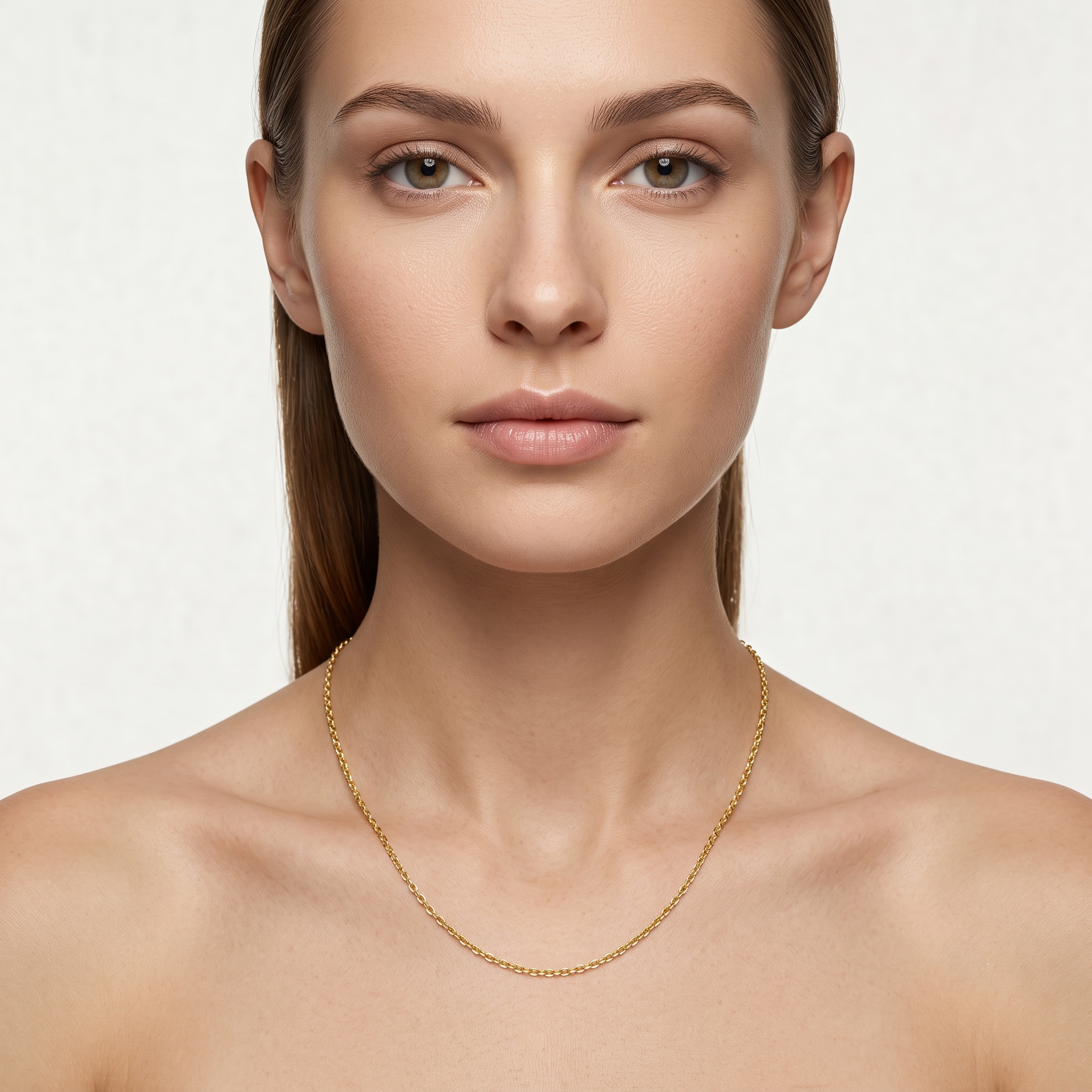 10K Yellow Gold Cable Link Chain Necklace, 1.4mm Dainty Unisex Chain, 18 Inches
