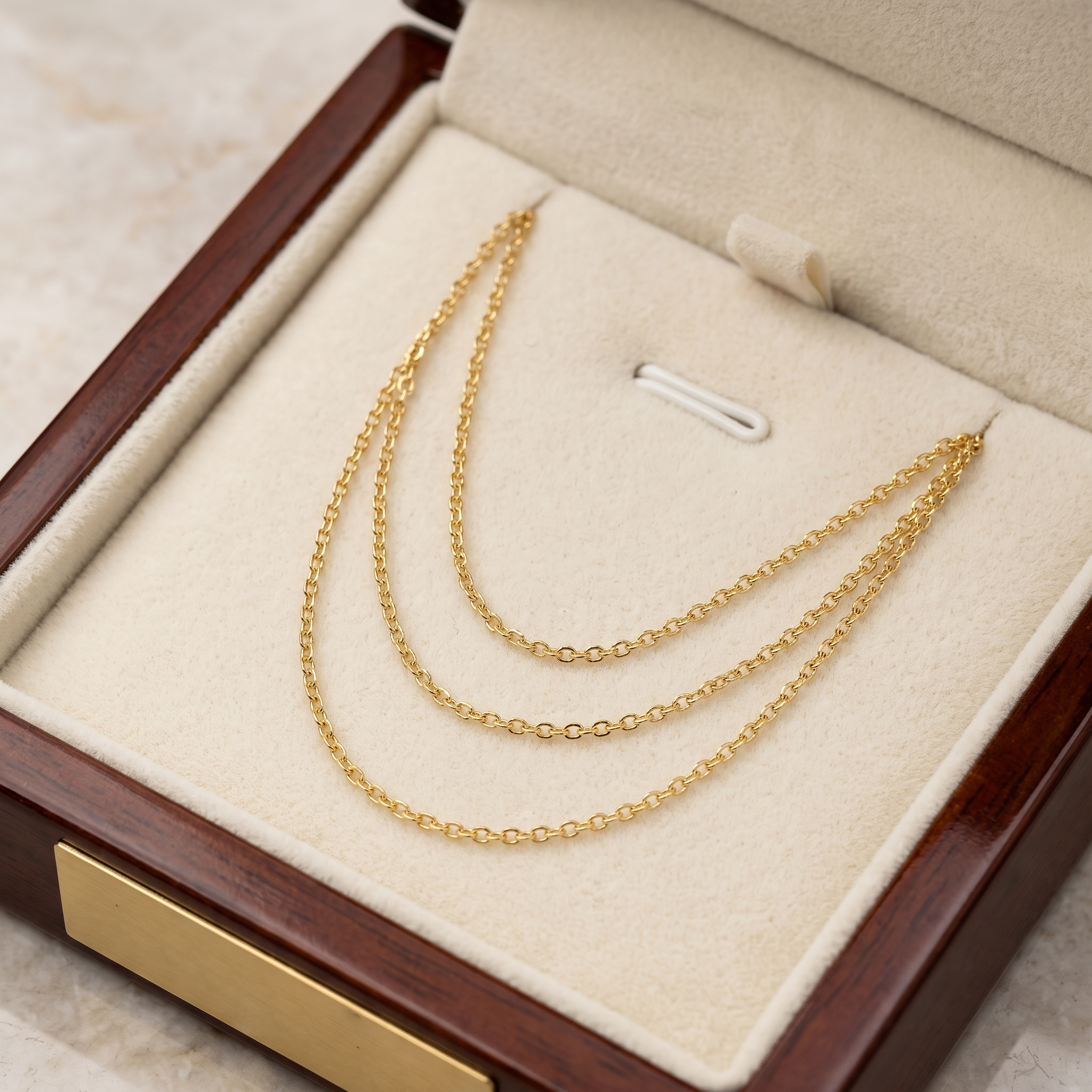 10K Yellow Gold Cable Link Chain Necklace, 1.4mm Dainty Unisex Chain, 18 Inches