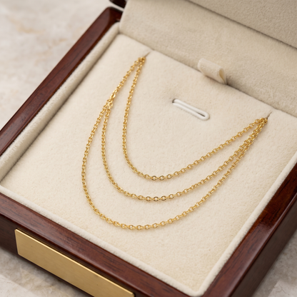 10K Yellow Gold Cable Link Chain Necklace, 1.4mm Dainty Unisex Chain, 18 Inches