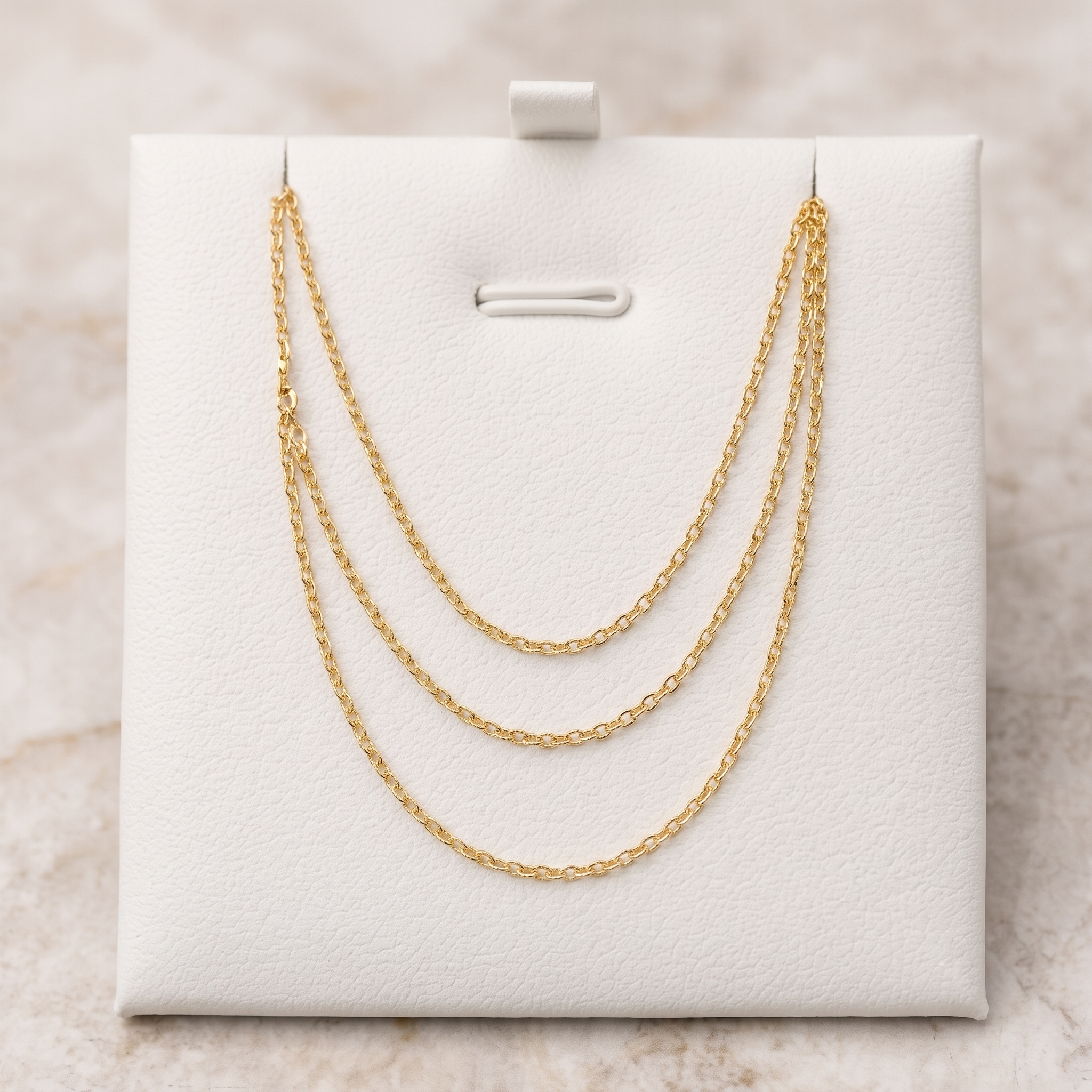 10K Yellow Gold Cable Link Chain Necklace, 1.4mm Dainty Unisex Chain, 18 Inches