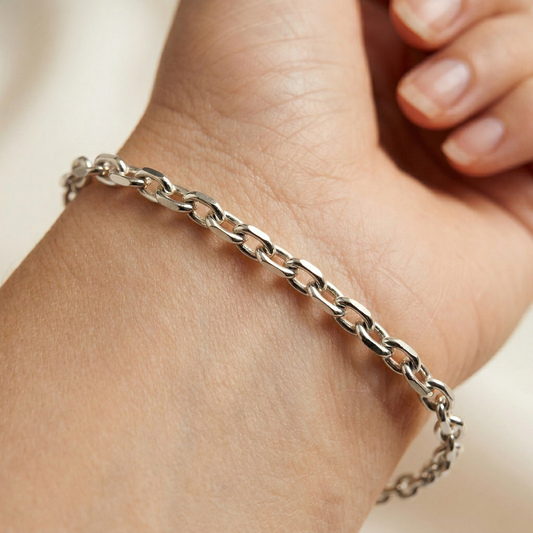 Sterling Silver Rolo Bracelet, Unisex Chain Bracelet, 8 inch