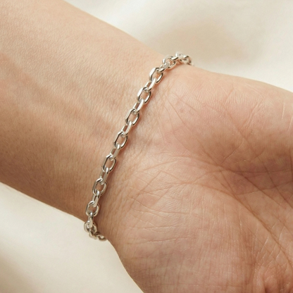 Sterling Silver Rolo Bracelet, Unisex Chain Bracelet, 8 inch