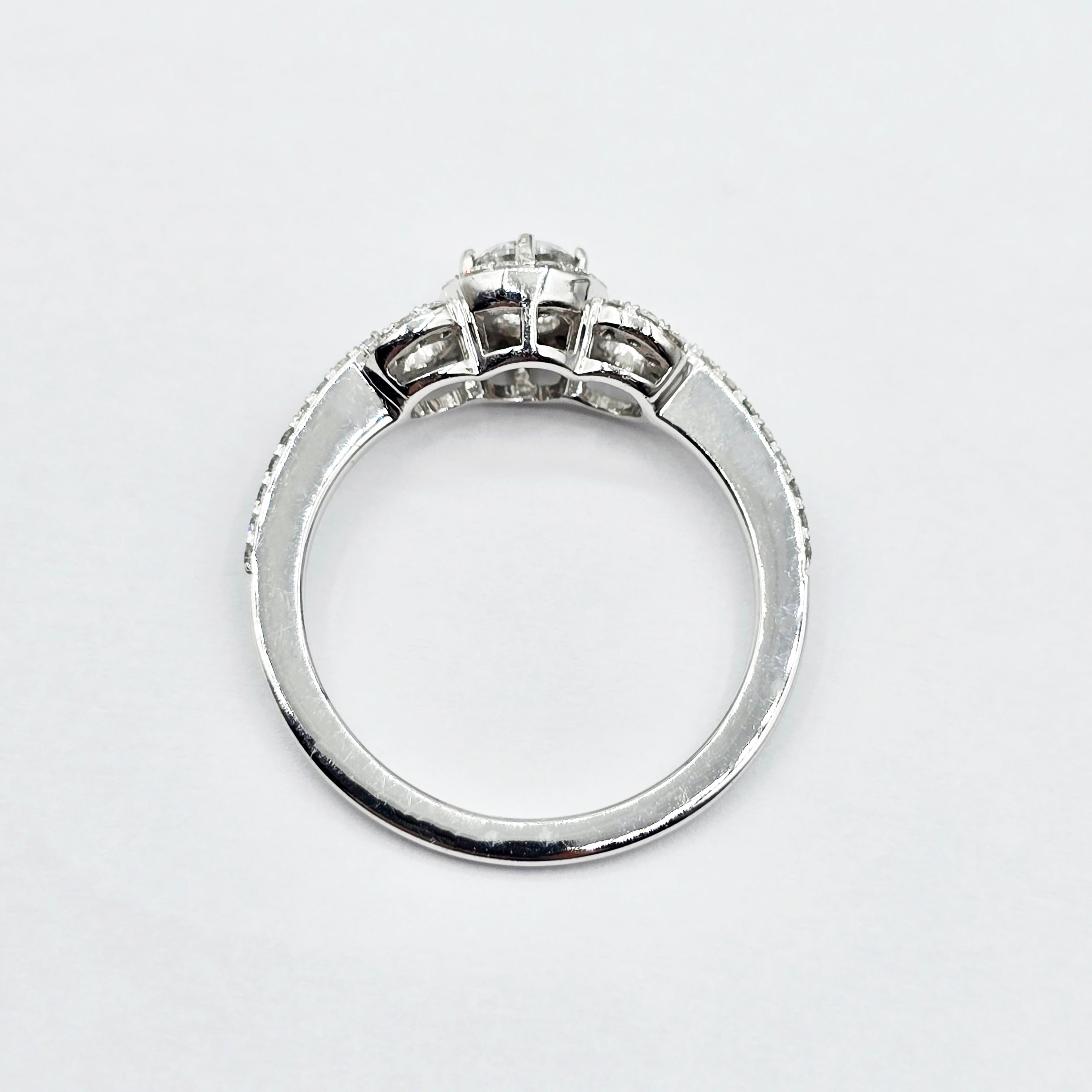 14K White Gold Diamond Engagement Ring, Natural Diamond Ring, Halo Promise Ring, Round Diamond Bridal Ring, Solid Gold Gift for Her
