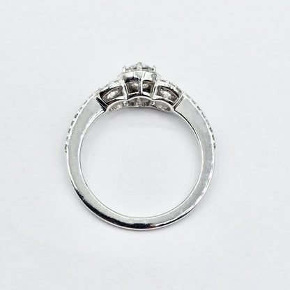 14K White Gold Diamond Engagement Ring, Natural Diamond Ring, Halo Promise Ring, Round Diamond Bridal Ring, Solid Gold Gift for Her