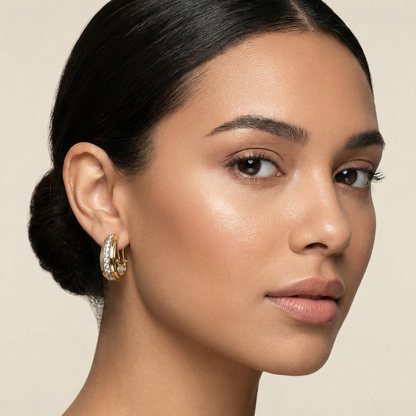 14K Yellow Gold Diamond Hoop Earrings, Bridal Jewelry (1.0ct)