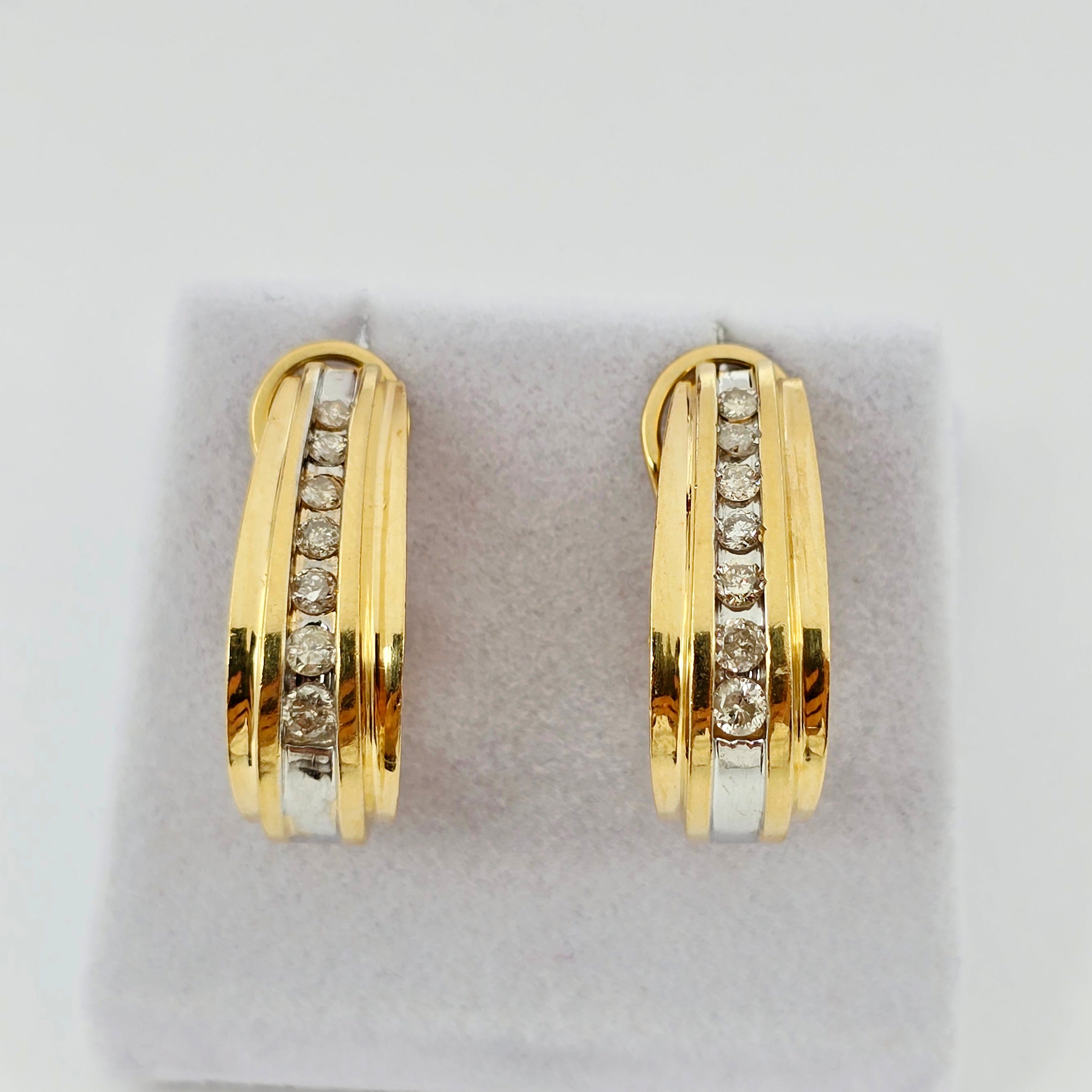 14K Yellow Gold Diamond Huggie Earrings, Natural Diamond Hoop Earrings, Solid Gold Hinged Hoops, Luxury Diamond Earrings, Gift for Her