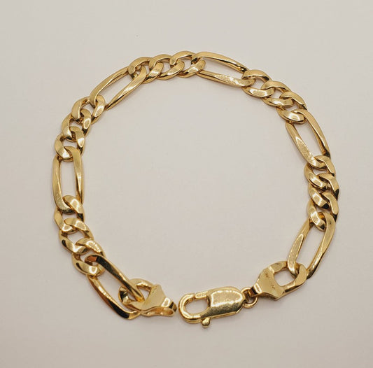 10K Yellow Gold Figaro Bracelet, 7mm