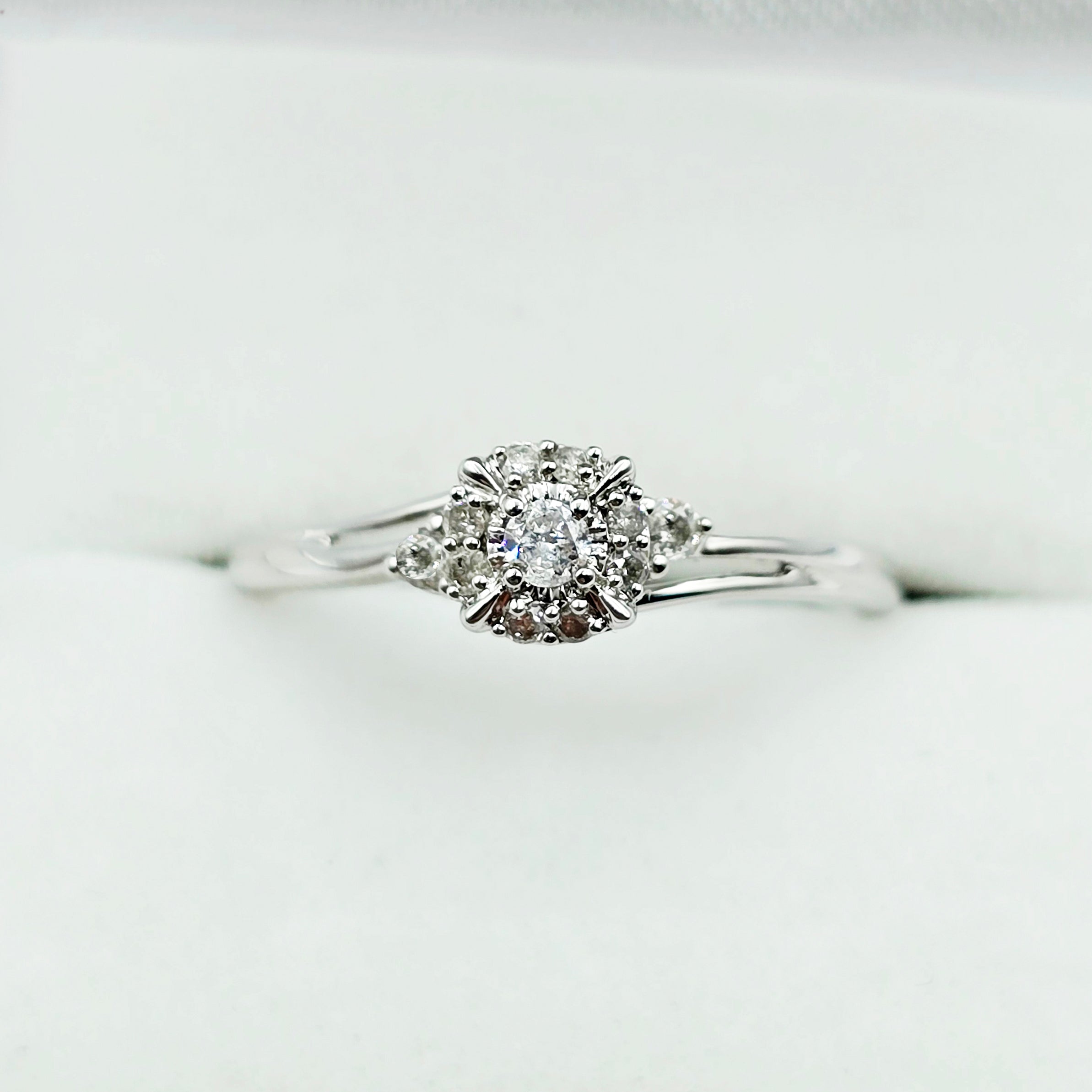 10K White Gold Natural Diamond Ring, 0.15ct Genuine Diamond Ring