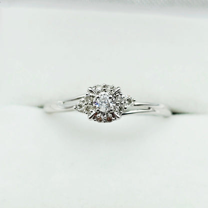 10K White Gold Natural Diamond Ring, 0.15ct Genuine Diamond Ring