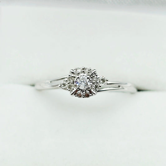10K White Gold Natural Diamond Ring, 0.15ct Genuine Diamond Ring