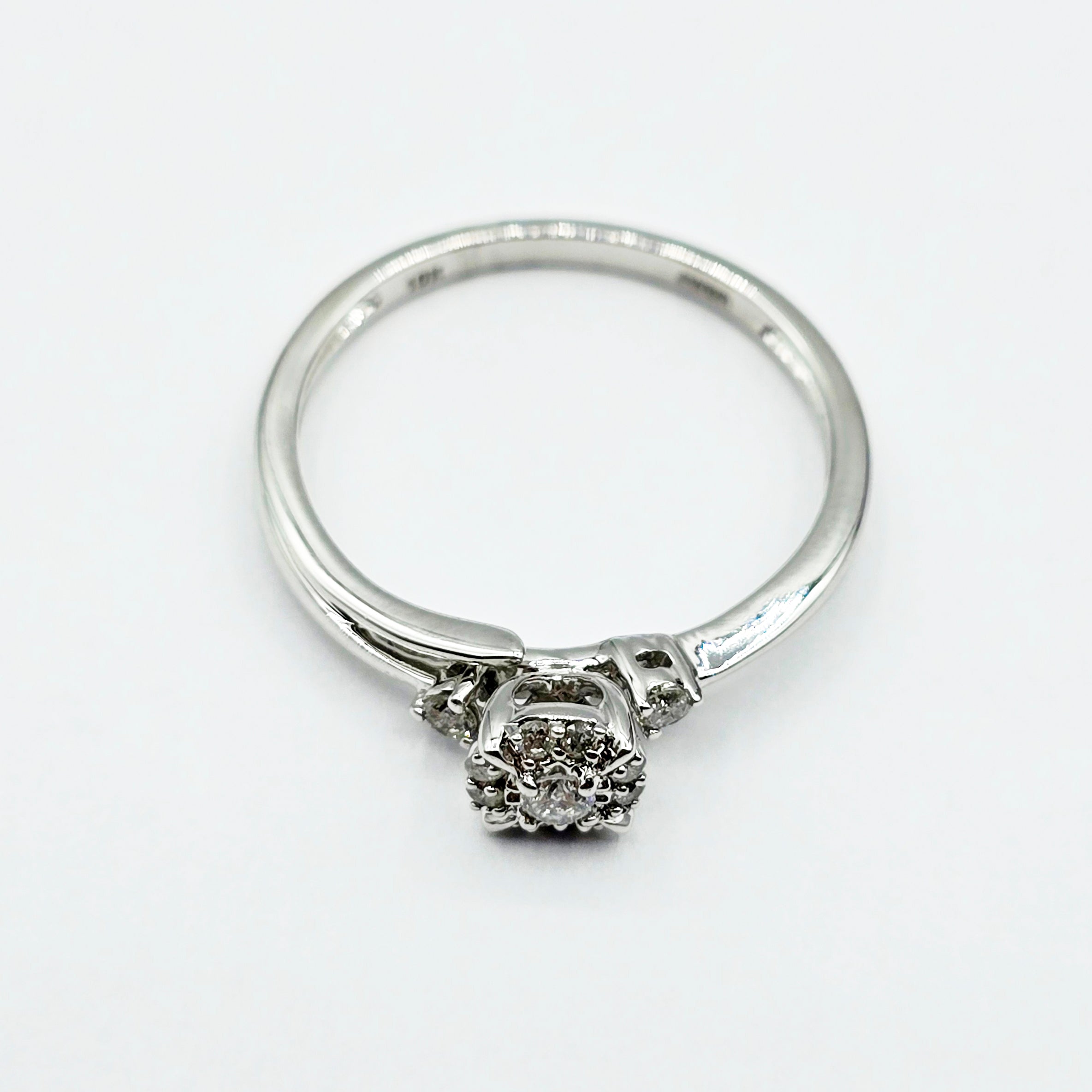 10K White Gold Natural Diamond Ring, 0.15ct Genuine Diamond Ring