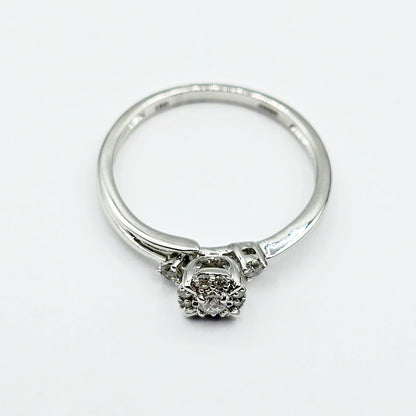 10K White Gold Natural Diamond Ring, 0.15ct Genuine Diamond Ring