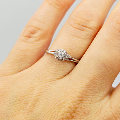 10K White Gold Natural Diamond Ring, 0.15ct Genuine Diamond Ring
