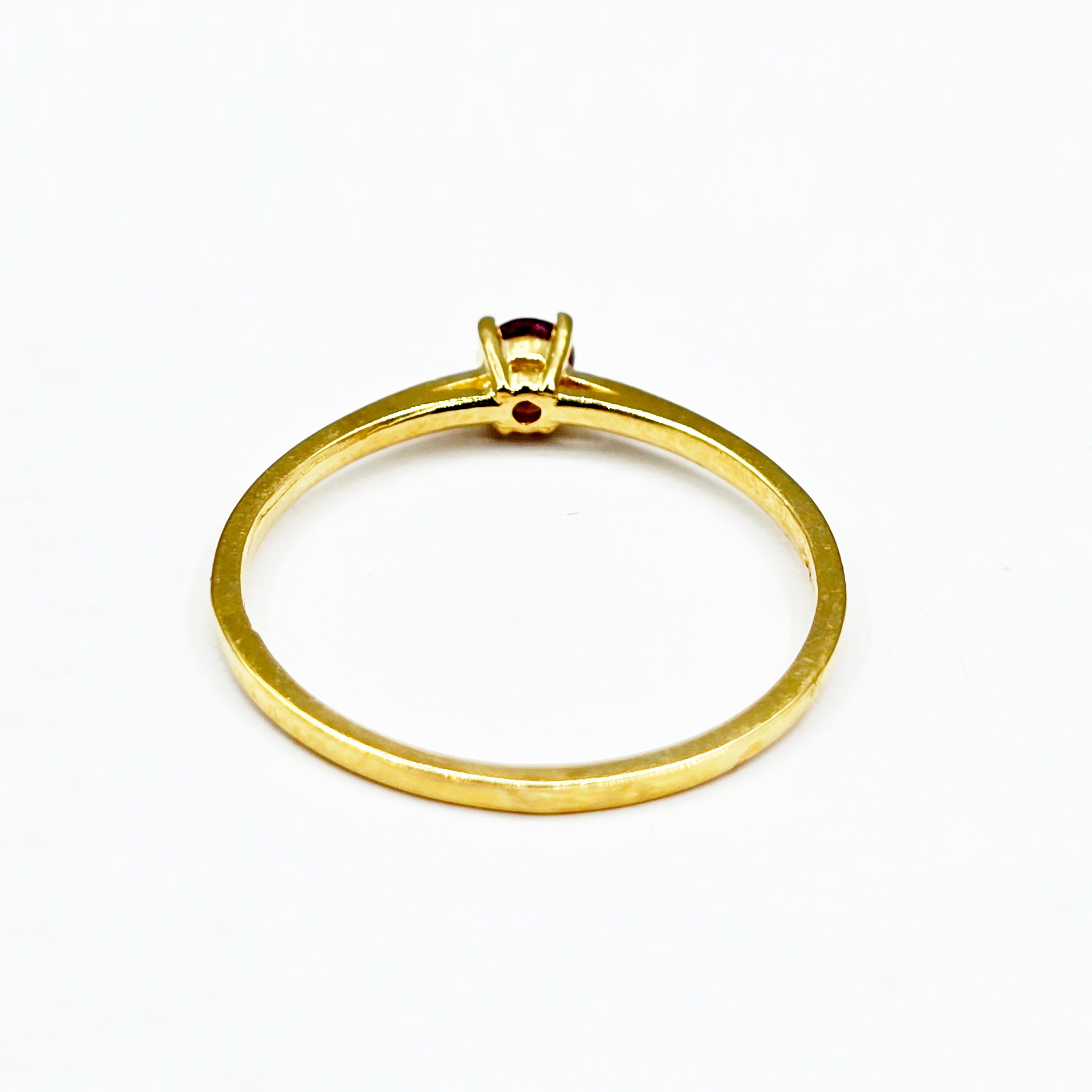 10K Solitaire Gold Ring Set With 3 mm Round Genuine Gemstone, Birthstone Ring, Rings Jewelry, Gift For Her