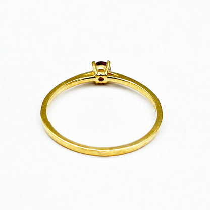 10K Solitaire Gold Ring Set With 3 mm Round Genuine Gemstone, Birthstone Ring, Rings Jewelry, Gift For Her
