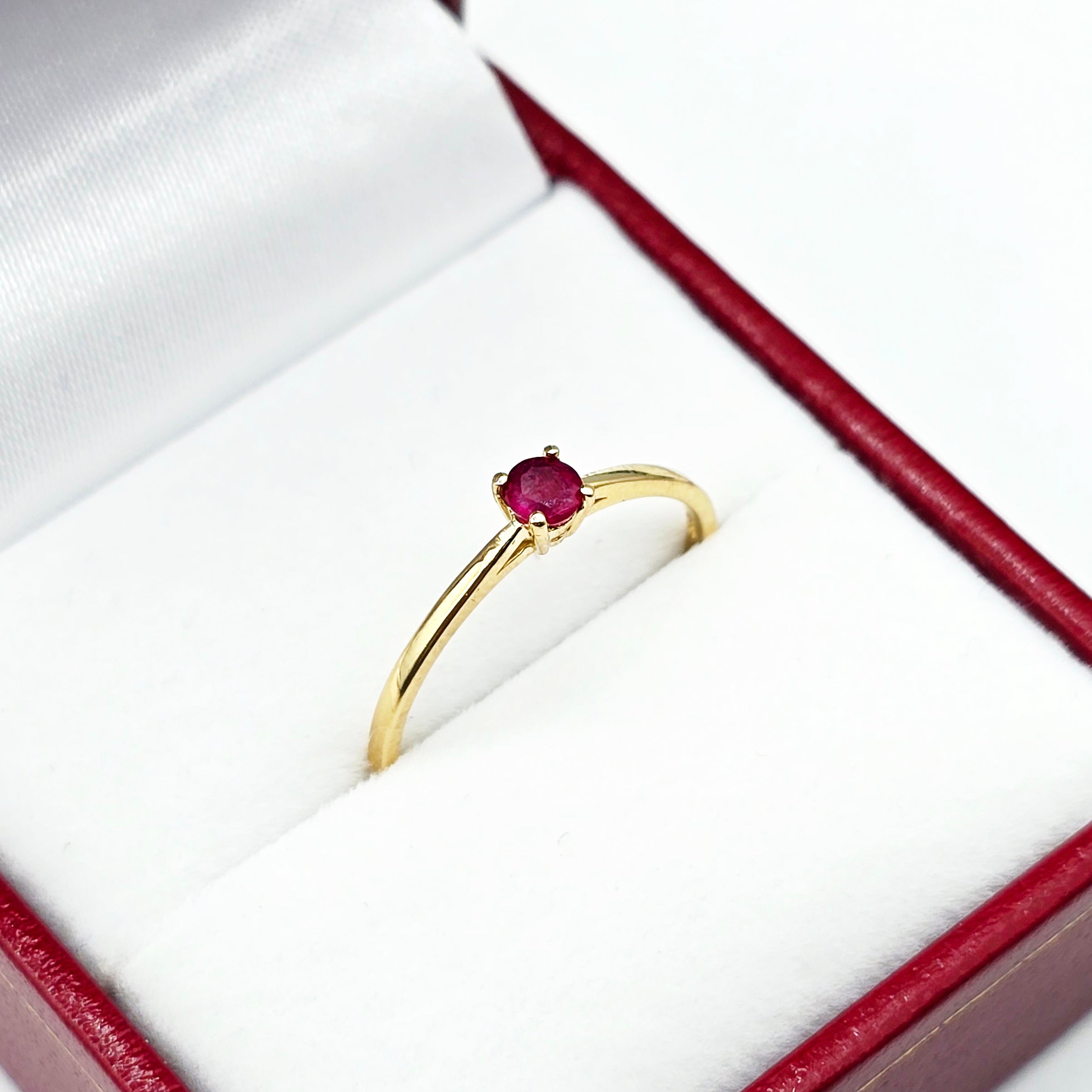 10K Solitaire Gold Ring Set With 3 mm Round Genuine Gemstone, Birthstone Ring, Rings Jewelry, Gift For Her
