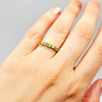 10K Gold Ring, 3 Genuine 5x3mm Oval Gemstones Ring, Dainty Gold Band, Birthstone Ring Gift for Her, Minimalist Fine Women Jewellery