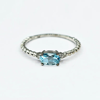 10K Yellow or White Gold Ring, Genuine 6x4mm Oval Gemstone and Diamond Accent, Dainty Birthstone Ring, Minimalist Fine Jewellery