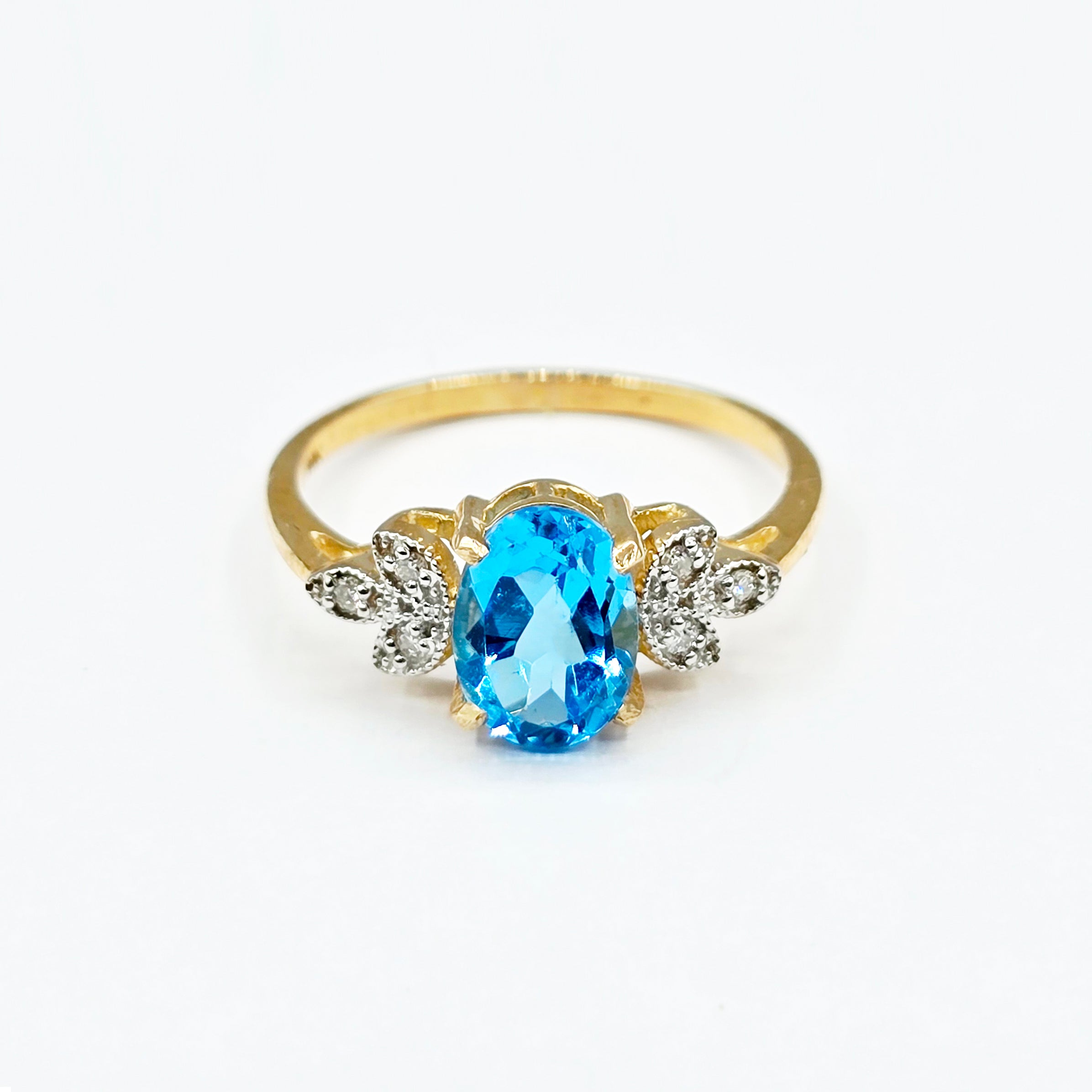 Gold Natural Gemstone Ring , 10K Solid Gold Genuine Gemstone 8x6mm Ring with Diamonds, Birthstone Ring, Rings Jewelry, Gift For Her
