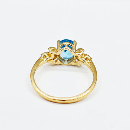Gold Natural Gemstone Ring , 10K Solid Gold Genuine Gemstone 8x6mm Ring with Diamonds, Birthstone Ring, Rings Jewelry, Gift For Her
