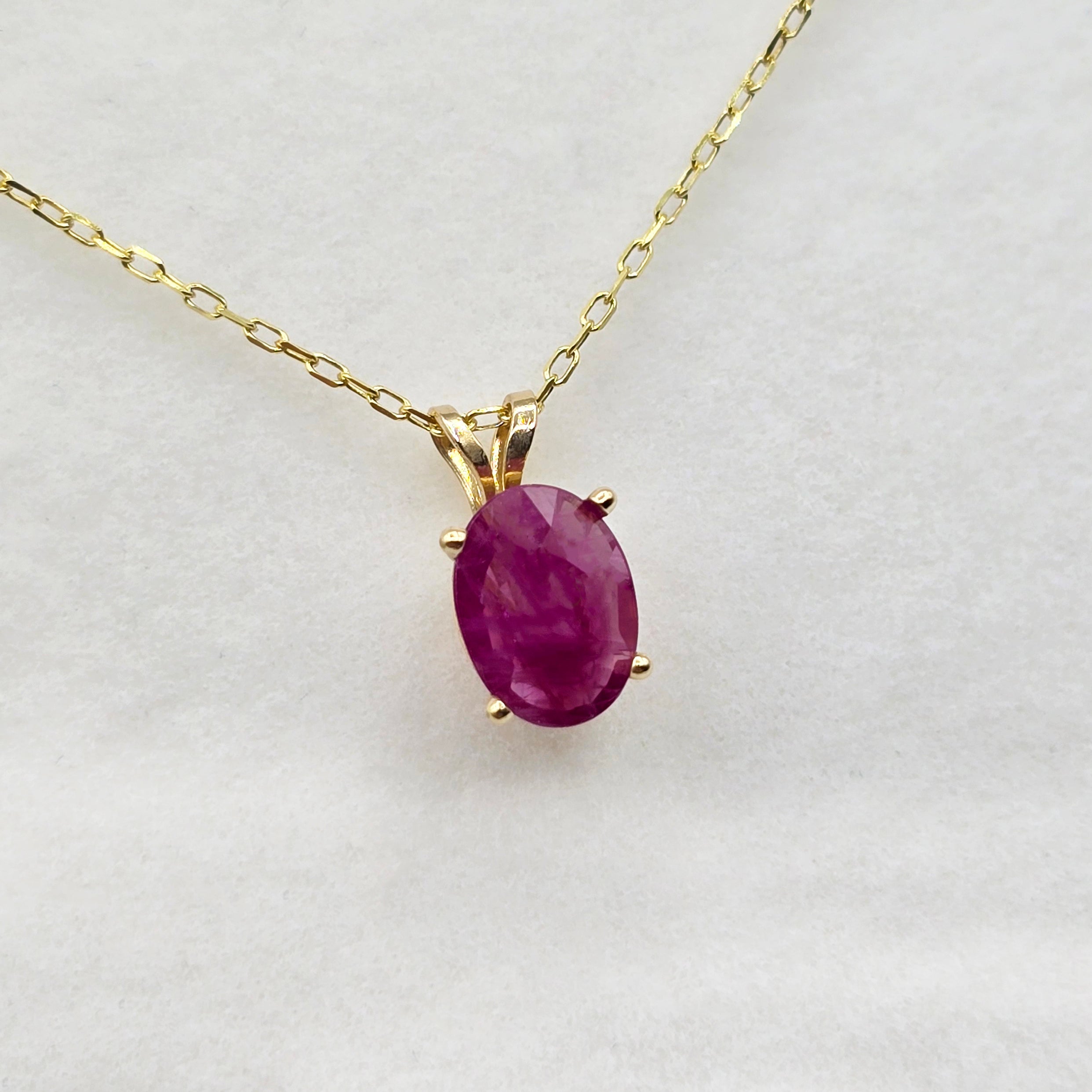 10K Yellow Gold Ruby 8x6mm Pendant