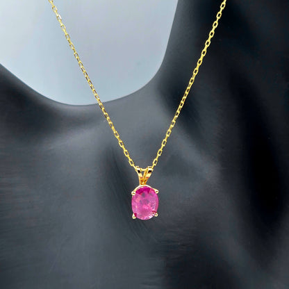 10K Yellow Gold Ruby 8x6mm Pendant