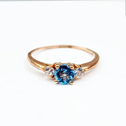 10K Rose Gold Ring with Genuine Gemstone 5mm and White Sapphire