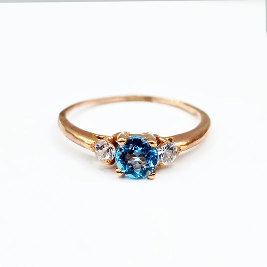 10K Rose Gold Ring with Genuine Gemstone 5mm and White Sapphire