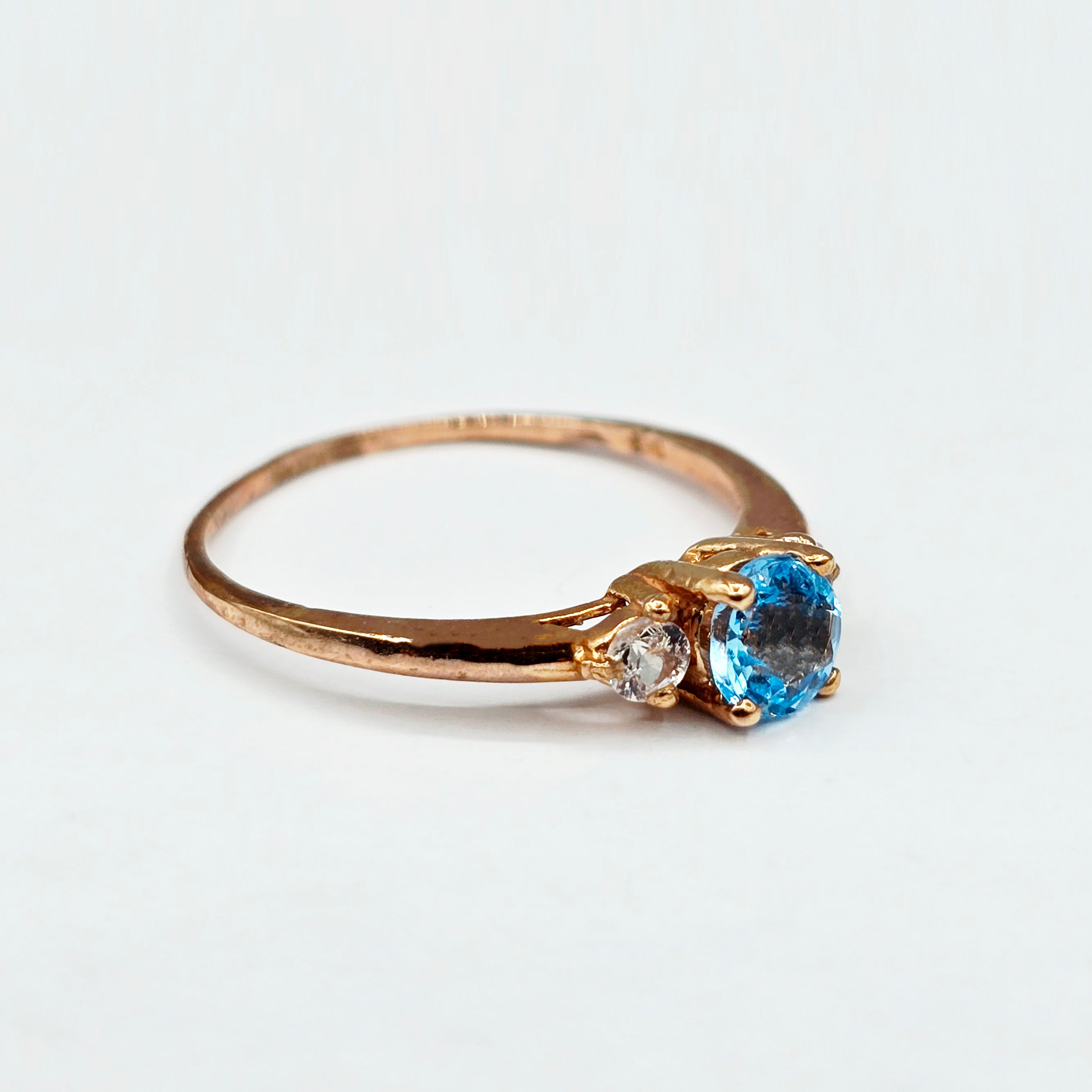 10K Rose Gold Ring with Genuine Gemstone 5mm and White Sapphire