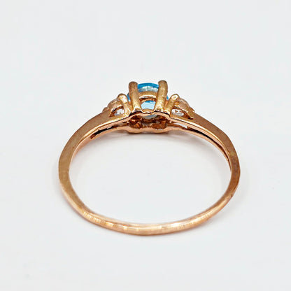 10K Rose Gold Ring with Genuine Gemstone 5mm and White Sapphire