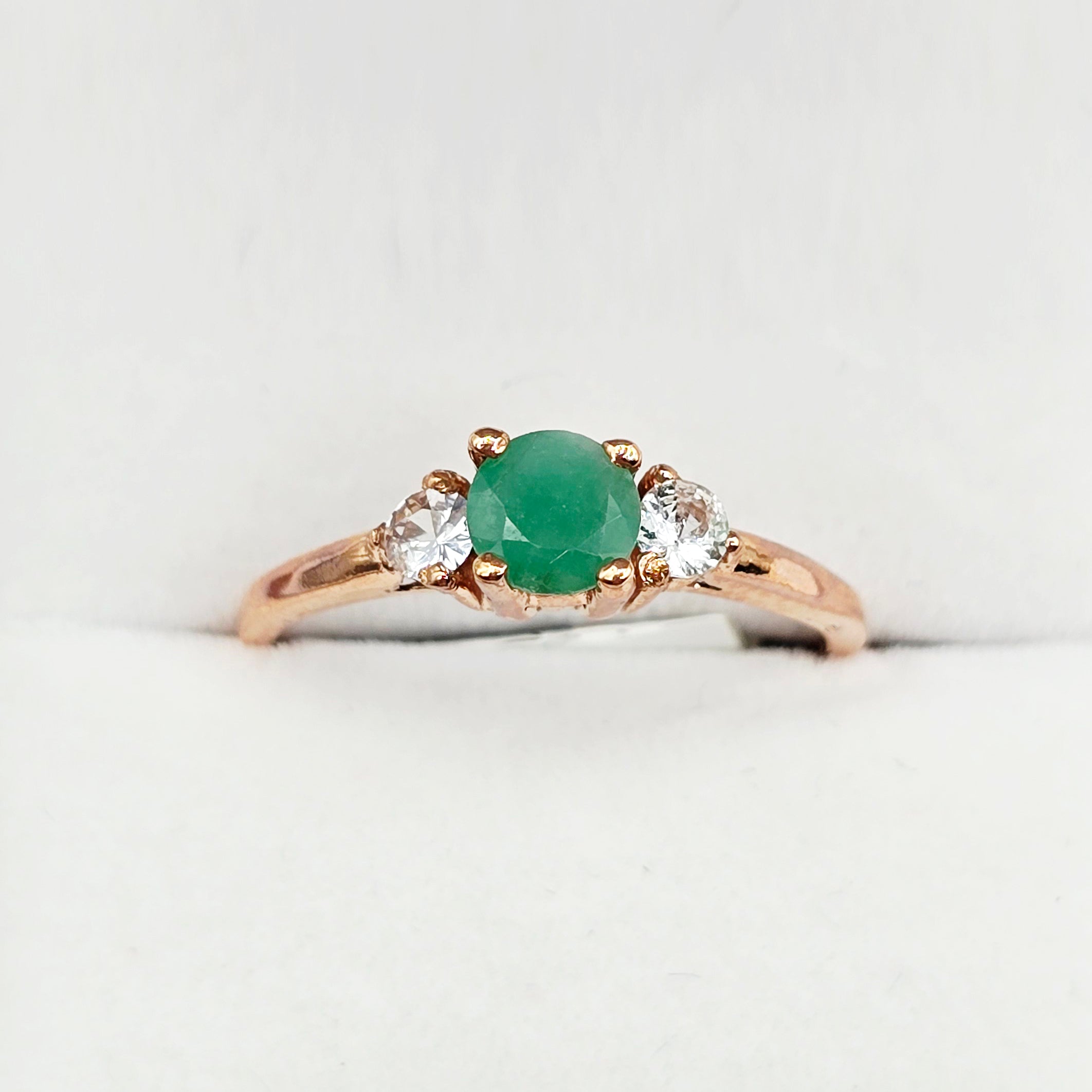 10K Rose Gold Ring with Genuine Gemstone 5mm and White Sapphire