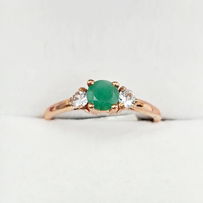 10K Rose Gold Ring with Genuine Gemstone 5mm and White Sapphire