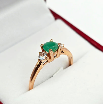 10K Rose Gold Ring with Genuine Gemstone 5mm and White Sapphire