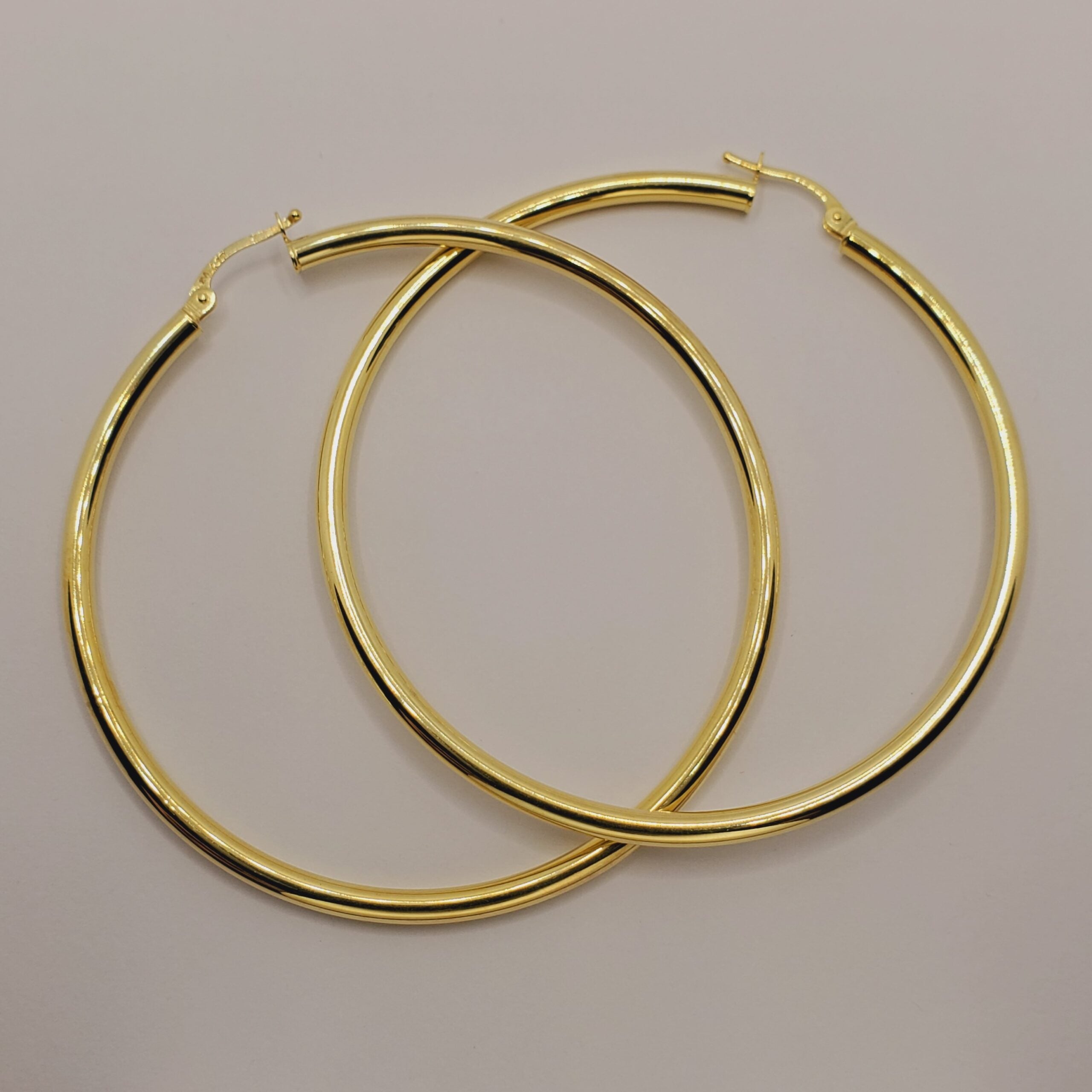 10K Yellow Gold Hoop Earrings, 50mm