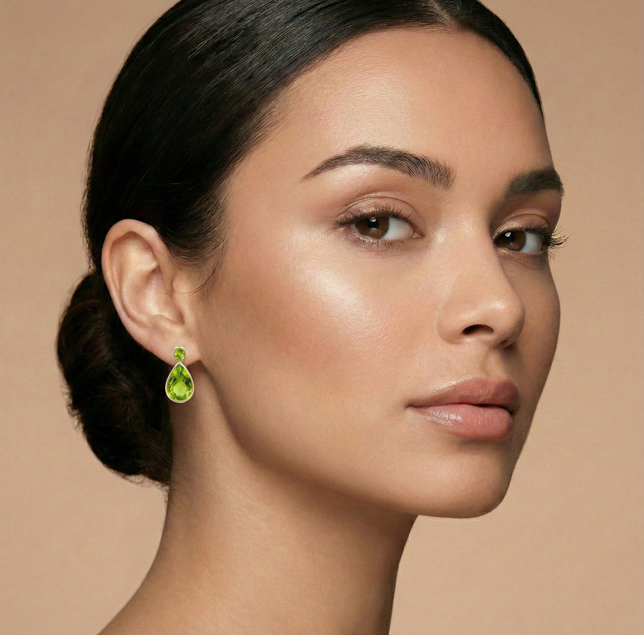 14k Yellow Gold Teardrop Peridot Stud Earrings, August Birthstone, Gift for Her