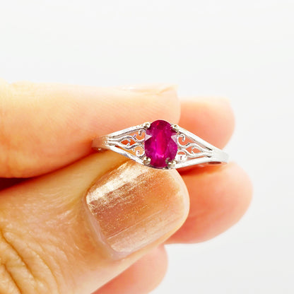 Gold Genuine Gemstone 6x4mm Ring, 10K White Gold Natural Oval Gems Classic Filigree Ring, Birthstone Rings for her, Gift for Lady