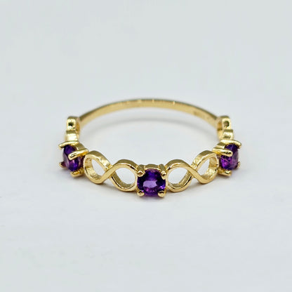 Gemstone Rings Engagement, 10K Eternity style Ring Set With Three Round 3mm Genuine Gemstones, Statement Ring For Her, Birthstone Ring