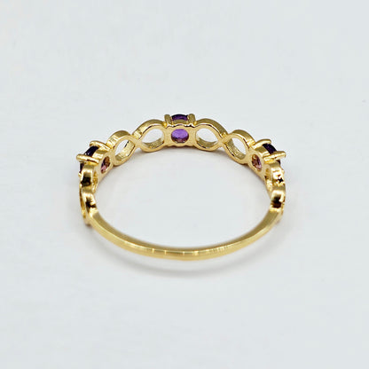 Gemstone Rings Engagement, 10K Eternity style Ring Set With Three Round 3mm Genuine Gemstones, Statement Ring For Her, Birthstone Ring