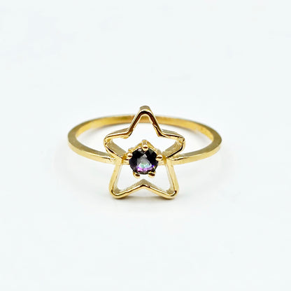 10K Yellow Gold Star Baby Ring, Genuine Gemstone 3mm Toddler Girl Jewellery Gift, Baby Ring, Kids Fine Jewellery