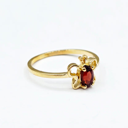 10K Yellow Gold Butterfly Baby Ring With 5x3mm Oval Genuine Gemstone, Ring For Baby, Gift For Baby, Kids Gemstone Ring, Child Gold Ring