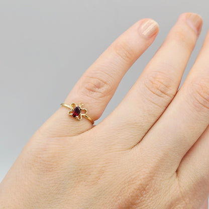 10K Yellow Gold Butterfly Baby Ring With 5x3mm Oval Genuine Gemstone, Ring For Baby, Gift For Baby, Kids Gemstone Ring, Child Gold Ring