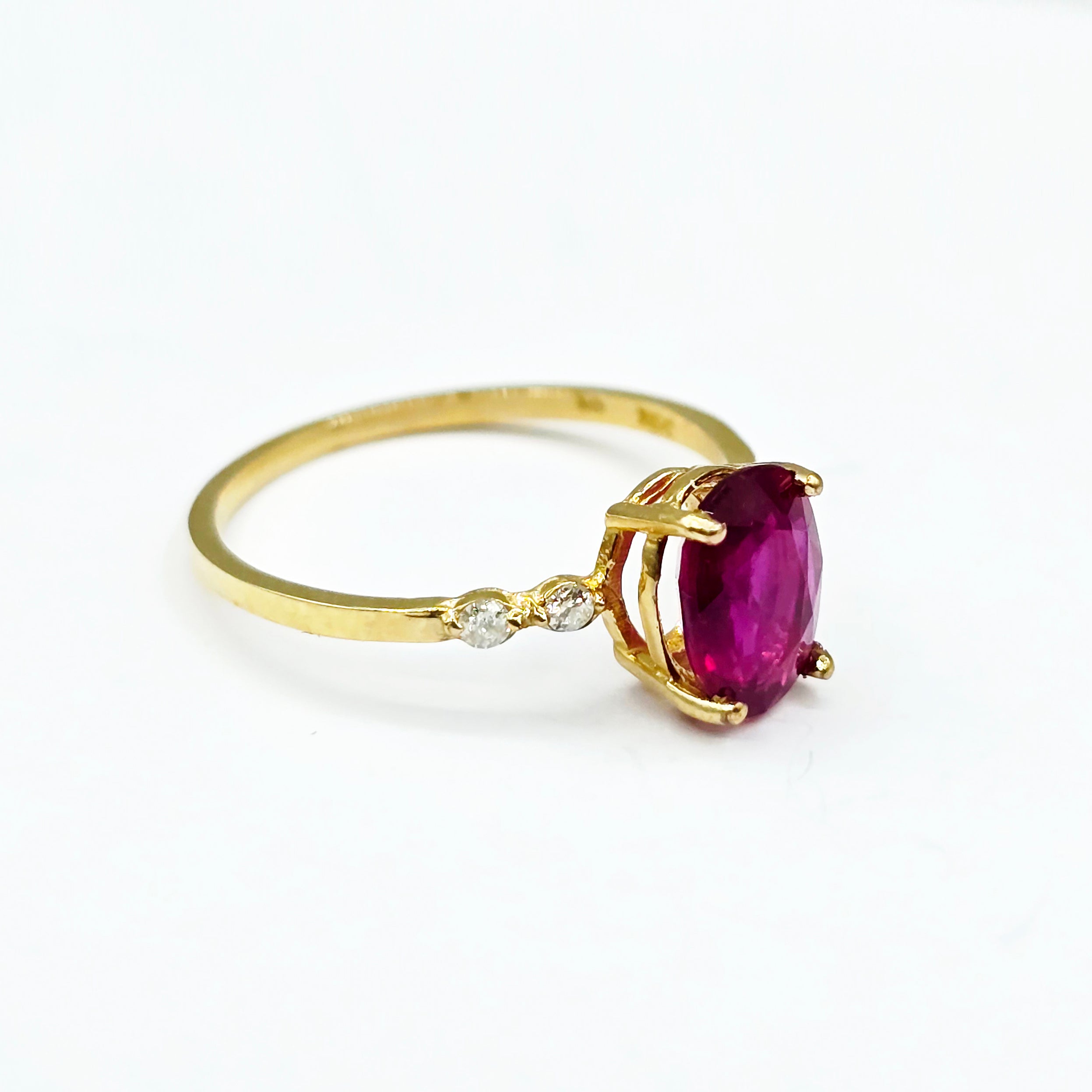 10K Gold Genuine Gemstone 8x6mm Ring with Diamonds, Oval Gemstone Promise Ring, Handmade Birthstone Ring for Her, Minimalist Fine Jewellery