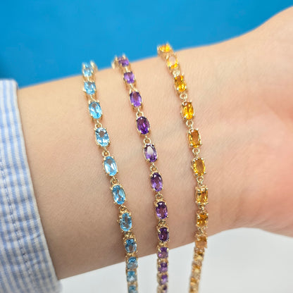 Elegant Solid Gold Bracelet with Genuine Gemstones, Gold jewelry Bracelet, Luxury Gemstone Bracelet, Bracelet for Women