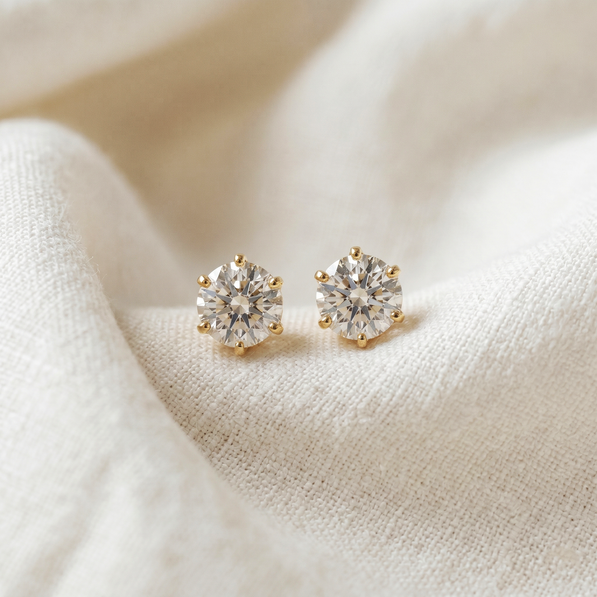 14K Yellow Gold Cubic Zirconia Stud Earrings 5x5mm | Handmade in Canada