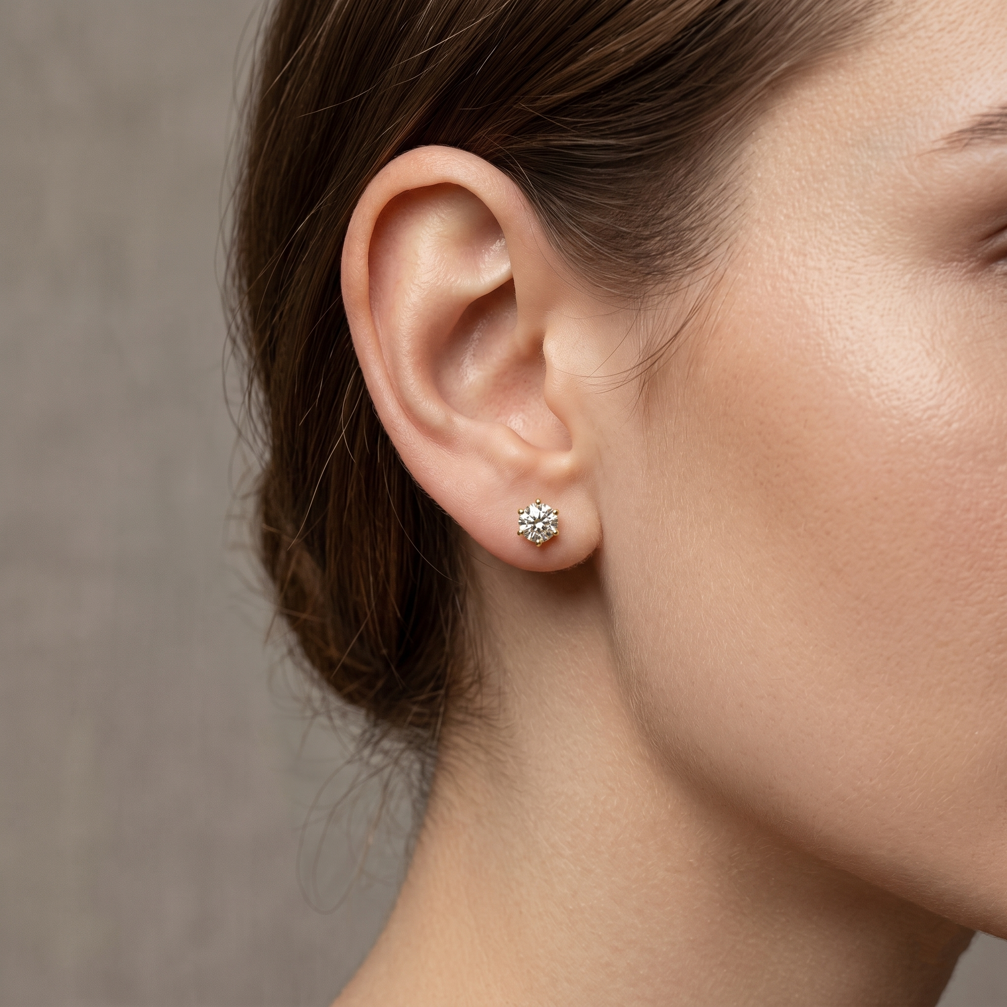 14K Yellow Gold Cubic Zirconia Stud Earrings 5x5mm | Handmade in Canada